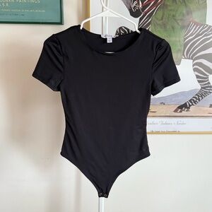 And Now This Sculpting Double Layer Fabric Black Short Sleeve Bodysuit